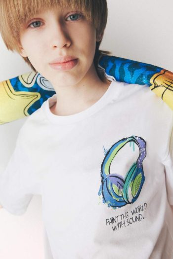 Boys' Bicycle Neck Printed Short Sleeve T-Shirt