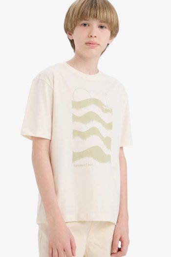 Boys' Bicycle Collar Printed Short Sleeve T-Shirt