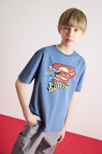 Boys' Superman Bicycle Neck Short Sleeve T-Shirt
