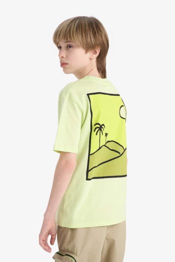 Boys' Bike Collar Short Sleeve T-Shirt with Back Print