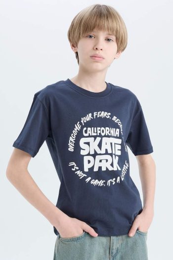 Boys' Short Sleeve T-Shirt with Bicycle Print