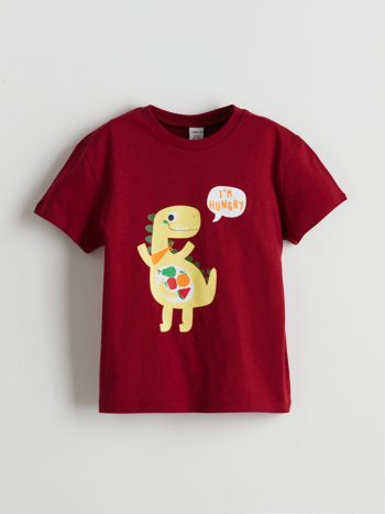 LCW Kids Red Dinosaur Printed Boys' T-Shirt