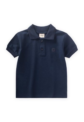 Embroidered Polo Collar T-Shirt 2-10 Years Navy Blue