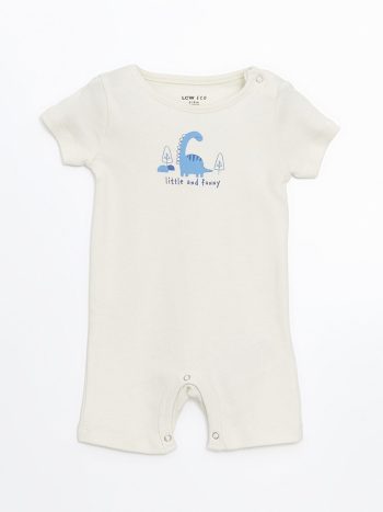 LCW ECO                                                                                        Ecru Printed Crew Neck Baby Boy Bodysuit