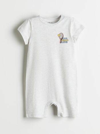 LCW Baby White Bicycle Neck Printed Baby Boy Bodysuit