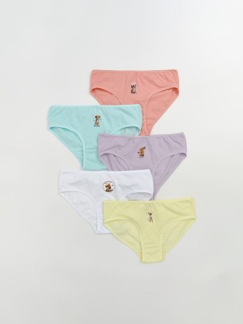 LCW Kids Pink Printed Girls' Underwear Set of 5