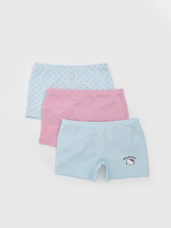LCW Kids Mavi Hello Kitty Printed Girls' Boxer 3-Pack