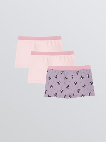 LCW Kids Pink Kuromi Printed Girl's Boxer 3-Pack
