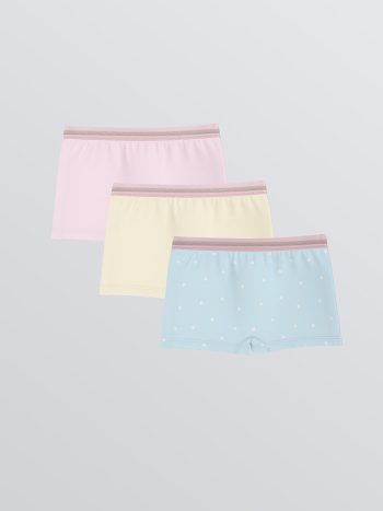 LCW Kids Blue Printed Girls Boxer Set of 3