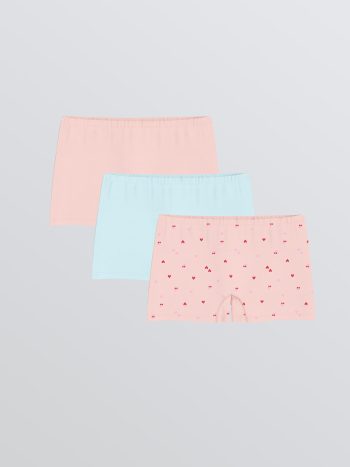 LCW Kids Pink Printed Girl's Boxer 3-Pack