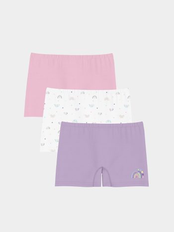 LCW Kids White Printed Girls' Boxer 3-pack