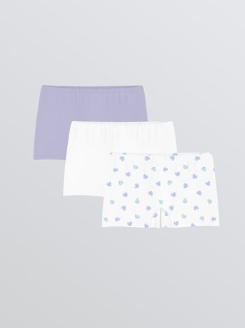 LCW Kids White Printed Girl's Boxer Set of 3
