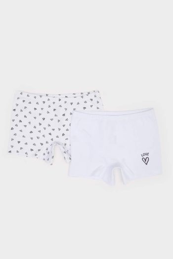 Girls' Heart Patterned 2-Piece Boxer Set