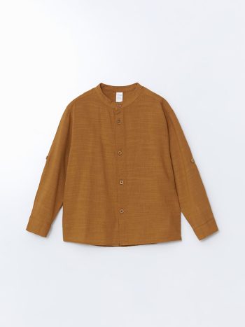 LCW Kids                                                                                        Brown Mandarin Collar Basic Boys' Shirt