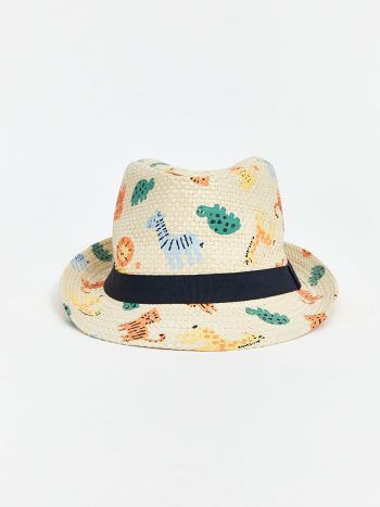 LCW Baby Beige Animal Print Boys' Baby Fedora Hat