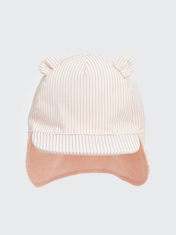 LCW Baby Pink Striped Neck-Protecting Cap for Girls