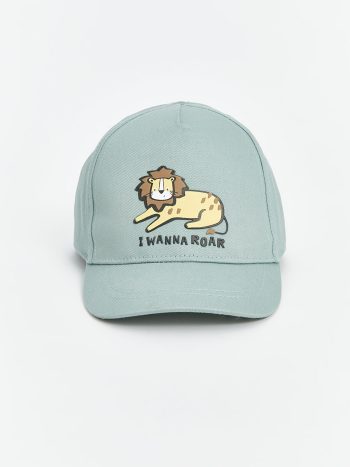LCW Baby Green Lion Printed Baby Boy Cap
