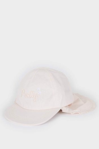 Baby Girl Embroidered Neck-Protecting Cotton Cap