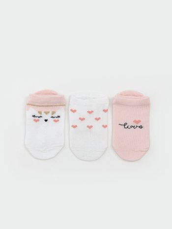 LCW ECO Pink Printed Girls' Child 3-Pack Socks