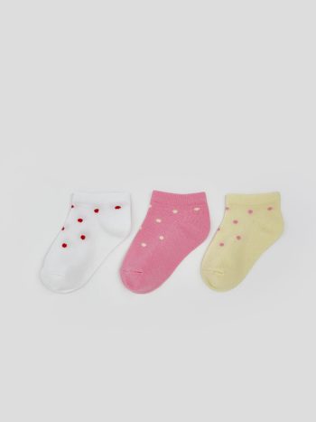 LCW Kids White Printed Girl Baby Sock Booties Set of 3