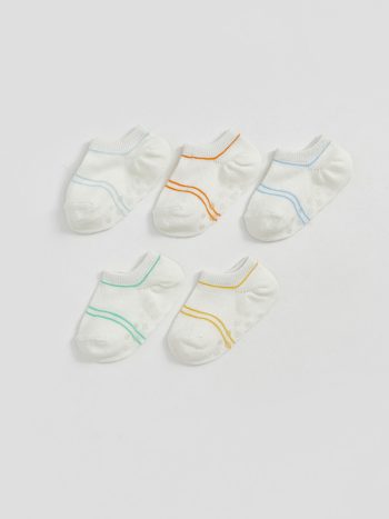 LCW Baby 5-Pack Off-White Striped Baby Boy Socks
