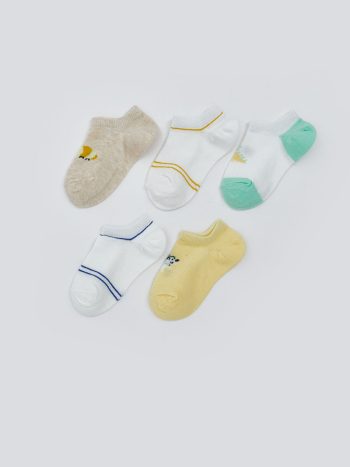 LCW Baby 5-Pack Cream Printed Boy Baby Socks