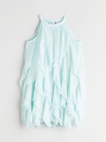 LCW Kids Blue Halter Neck Girls' Evening Dress