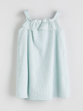 LCW Kids Blue Checkered Collared Striped Girl's Dress