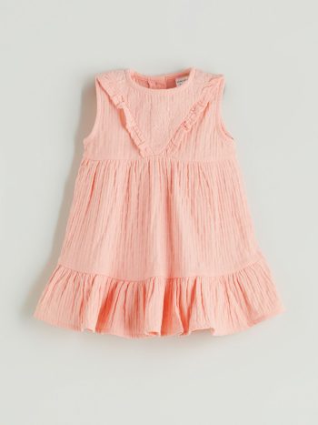 LCW Baby Pink Crew Neck Basic Baby Girl Dress