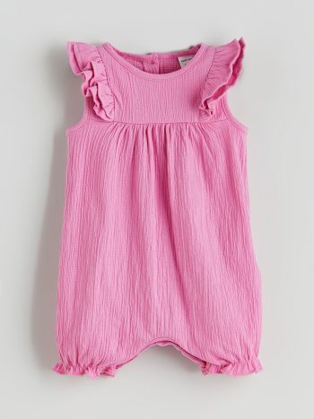LCW Baby Pink Bicycle Neck Basic Baby Girl Romper