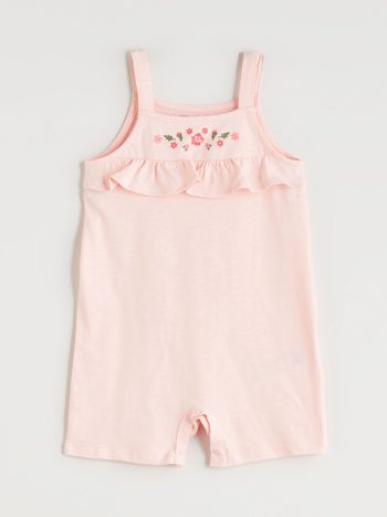 LCW Baby Pink Square Neck Floral Baby Girl Romper