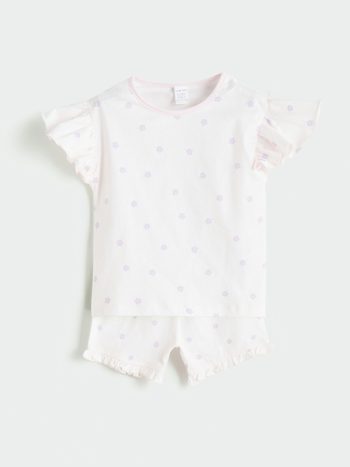 LCW Baby  Off-White Floral Girls' Blouse and Shorts Set