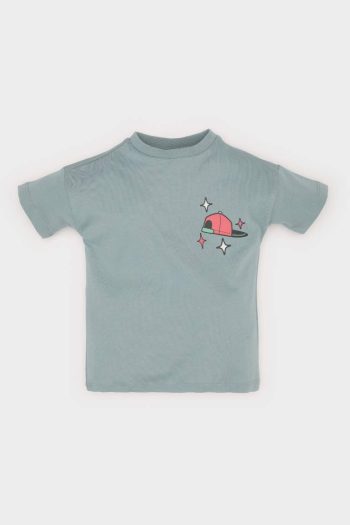 Boys' Printed Short Sleeve T-Shirt with Crew Neck