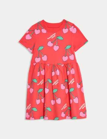 Cotton Cherry Patterned Dress (Ages 1-8)