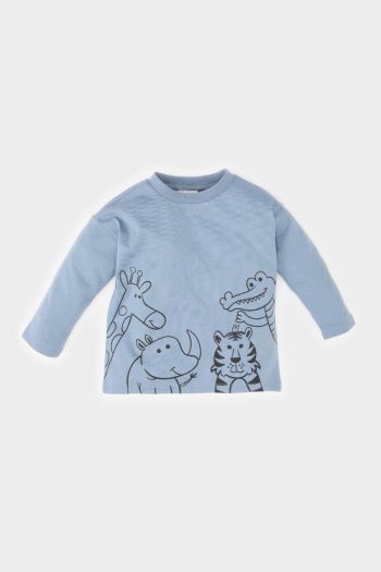Boys' Long Sleeve Bicycle Neck Animal Print T-shirt