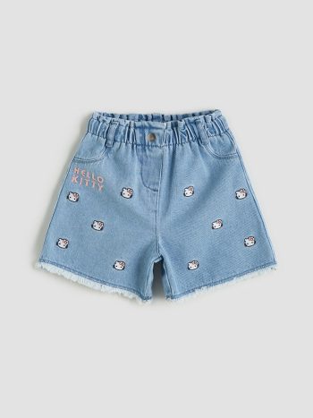 LCW Kids Blue Hello Kitty Embroidered Girls' Shorts