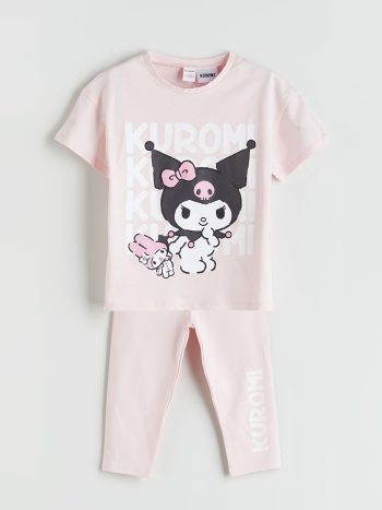 LCW Kids Pink Kuromi Printed Girl's T-Shirt and Leggings Set (2 Pieces)