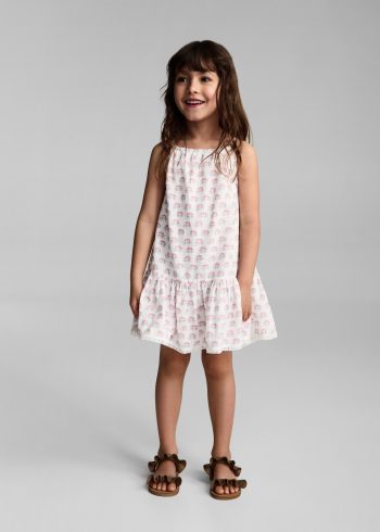 Embroidered Flower Strap Dress