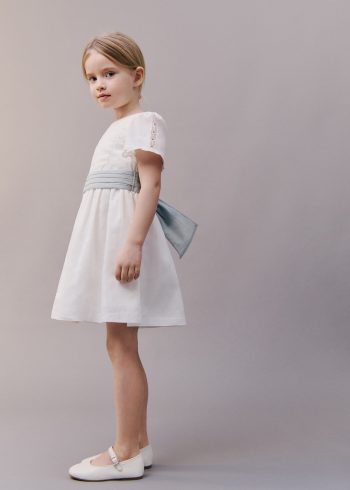 Dress with a Bow Made of Knit Blend