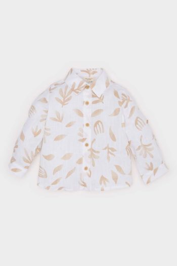 Boys' Printed Flamé Poplin Long Sleeve Shirt