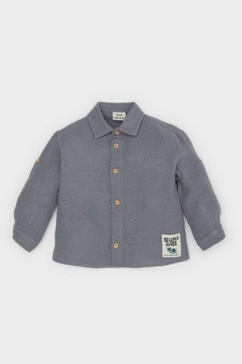Men's Baby Woven Label Muslin Long Sleeve Shirt