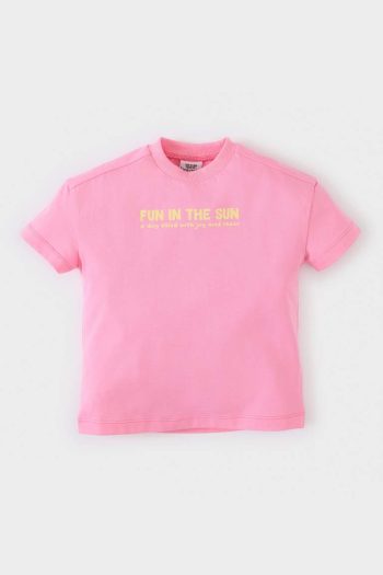 Baby Girl Printed Bicycle Neck Short Sleeve T-Shirt