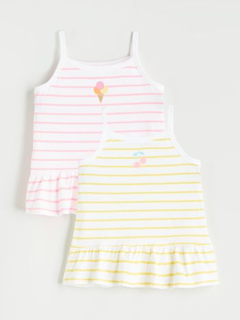 LCW Baby Pink Square Collar Girl's Tank Top Set of 2