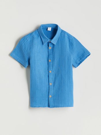 LCW Baby Mavi Basic Cotton Boys' Shirt