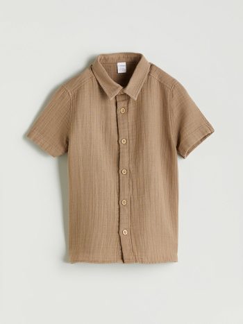 LCW Baby Brown Basic Cotton Shirt for Boys