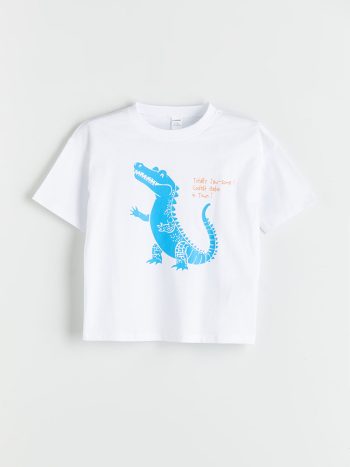 LCW Kids White Dino Print Boys T-Shirt