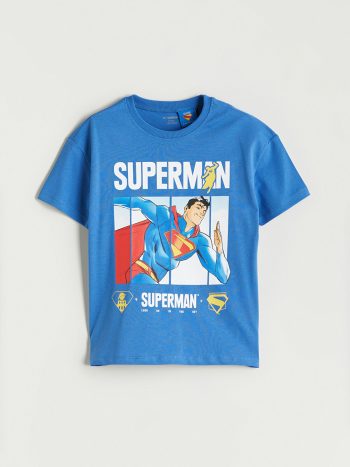 LCW Kids Blue Superman Printed Boys' T-Shirt