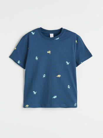 LCW Kids Indigo Crew Neck Printed Boys' T-Shirt