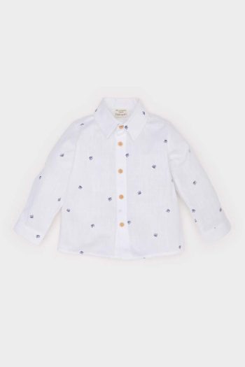Boy's Patterned Flammé Poplin Long Sleeve Shirt