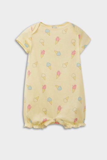 Newborn Baby Girl Ice Cream Patterned Short Sleeve Bodysuit